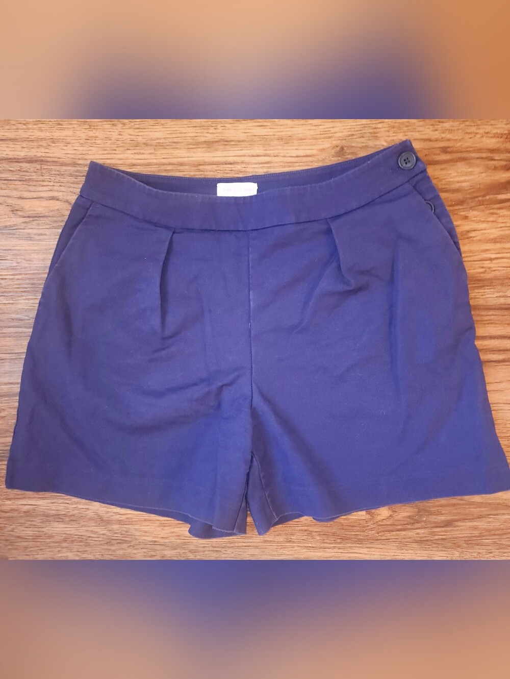 Navy High-Waist Bermuda Shorts
